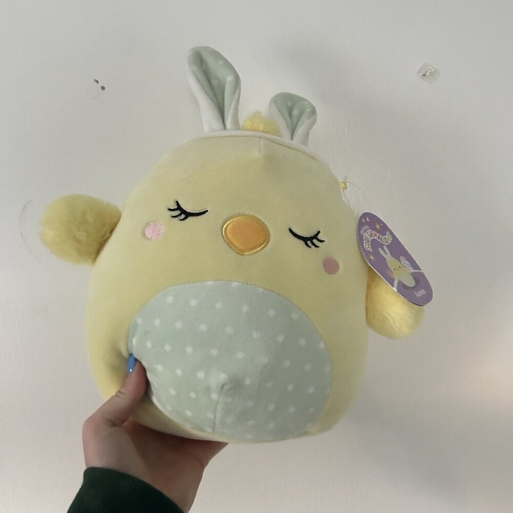 NWT Kellytoy Squishmallow Aimee Yellow Chick Chicken Bunny Ears Easter 10" Plush